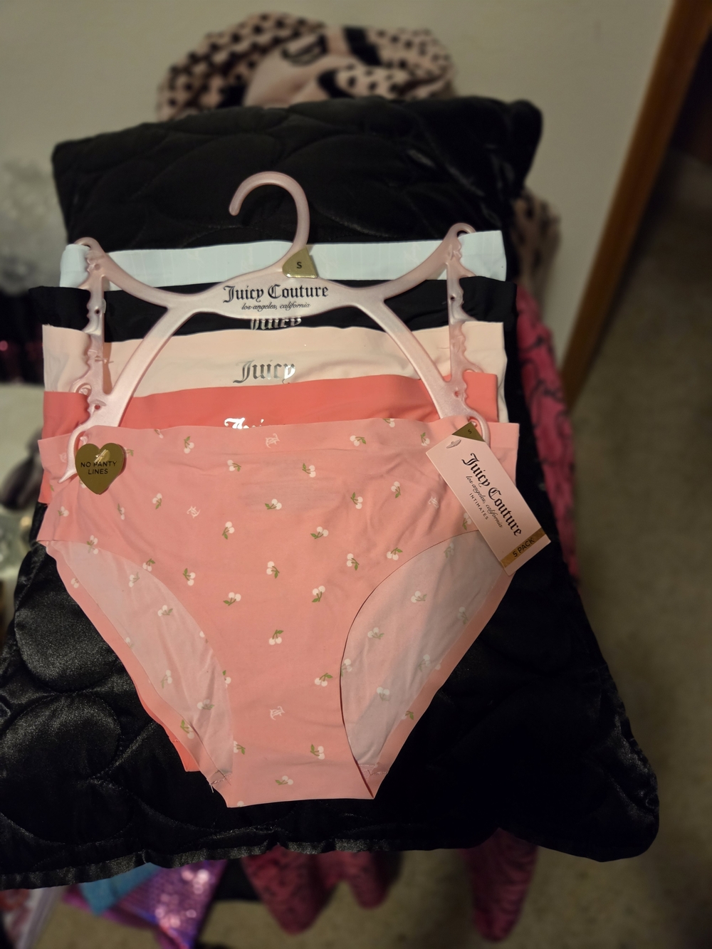Juicy Couture Peach and Light Pink Floral Hipster Set
